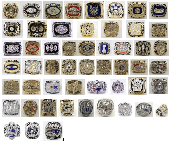 1966 to 2018 All Super Bowl 52 Years Rings Sets