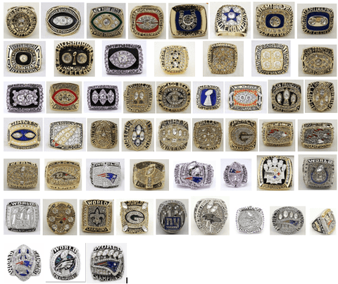 1966 to 2018 All Super Bowl 52 Years Rings Sets