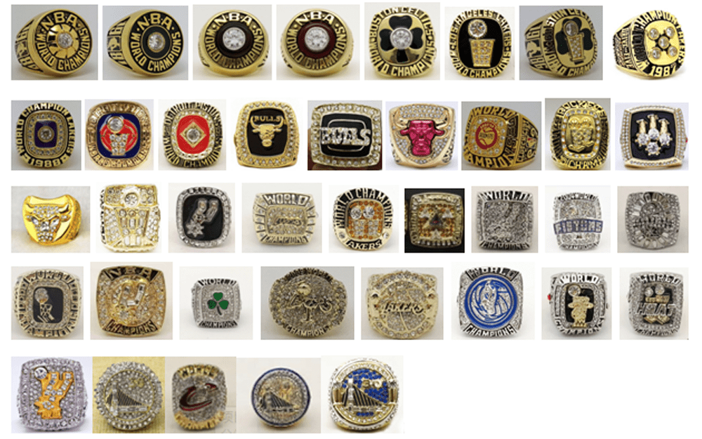1980 to 2018 Replica Basketball Rings Sets