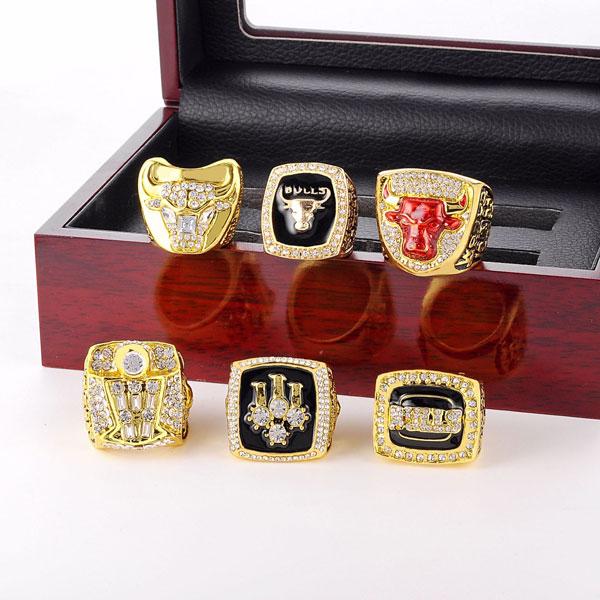 Chicago Bulls NBA Basketball Championship Rings Full Set Replica With Box