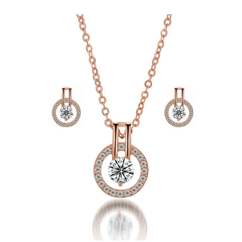 Shiny Simple Wedding Three-piece Jewelry Set for Women Best Birthday Gift Suit Classic Dress To Match Adorn Female