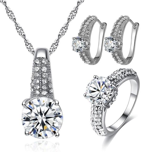 Gold/ Silver Color Jewelry Sets for Women Clear AAA Cubic Zirconia Bijoux Femme Ensemble Christmas Gifts