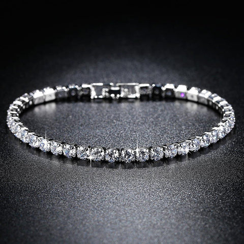 Fashion Jewelry for Women Zirconia Bracelet in Real Rhodium Plated 19 cm 4 Colors CZ Bracelet for Ladies Girls