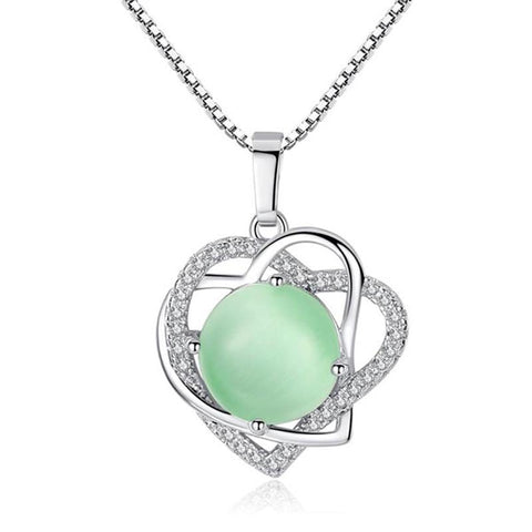 Heart Necklace Pendant Round Copper Jewelry for Women White Gold Color Party Jewelry Charm Female Decrations Jewelry Gift