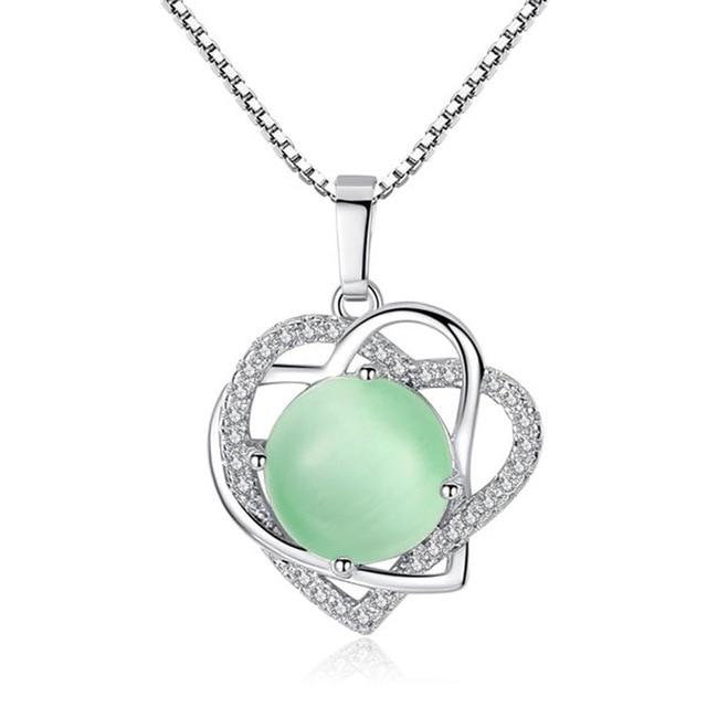 Heart Necklace Pendant Round Copper Jewelry for Women White Gold Color Party Jewelry Charm Female Decrations Jewelry Gift