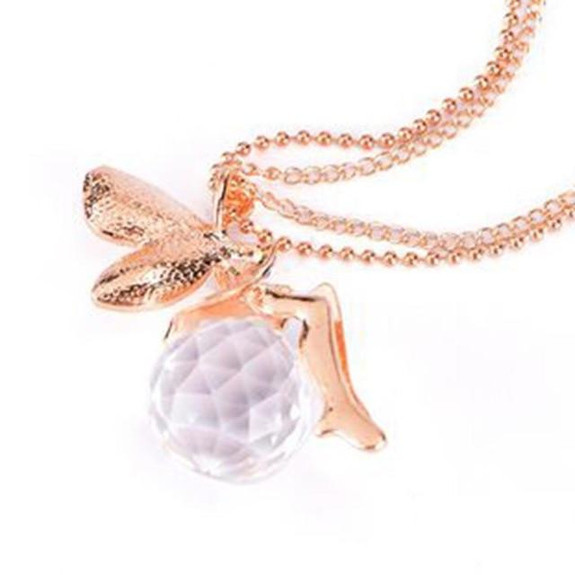 Fashion Women Crystal Fairy Angel Wing Pendant Long Chain Sweater Necklace Gift
