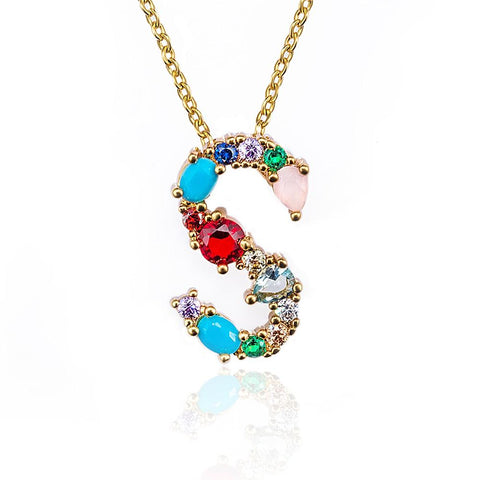 Fashion Exquisite Gold Letter Pendant & Necklaces Micro Pave Cubic Zirconia Jewelry for Mother's Day Gifts Drop Shipping
