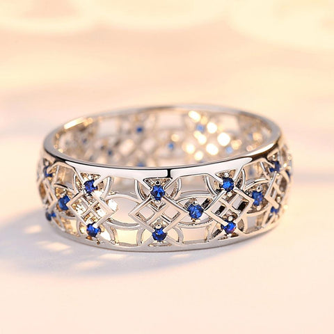 Cubic Zirconia Ring for Women Hollow Two-tone Ring White Gold Jewelry Fashion Popular Rhinestone Wedding Rings for Femal