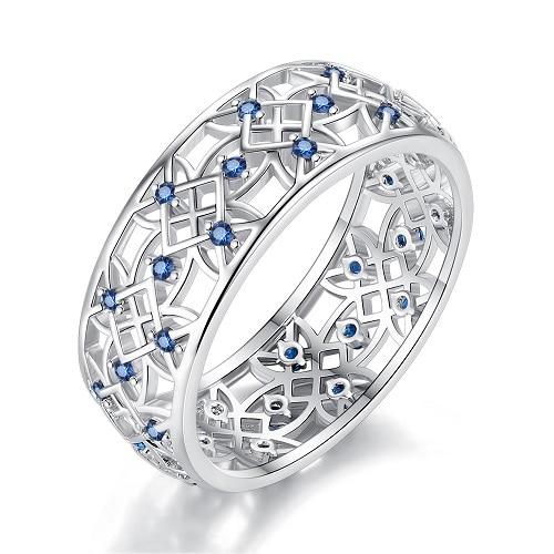Cubic Zirconia Ring for Women Hollow Two-tone Ring White Gold Jewelry Fashion Popular Rhinestone Wedding Rings for Femal