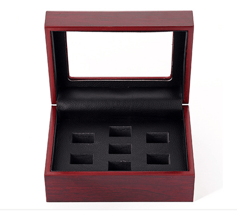 Seven Holes Transparent Lid Of Display Wood Box For Rings